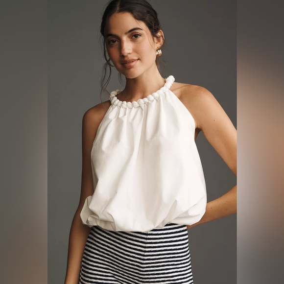 NWT Size L - Anthropologie 100% Cotton Braided Bubble-Hem Tank Top (NWT US$ 88) - Picture 2 of 16